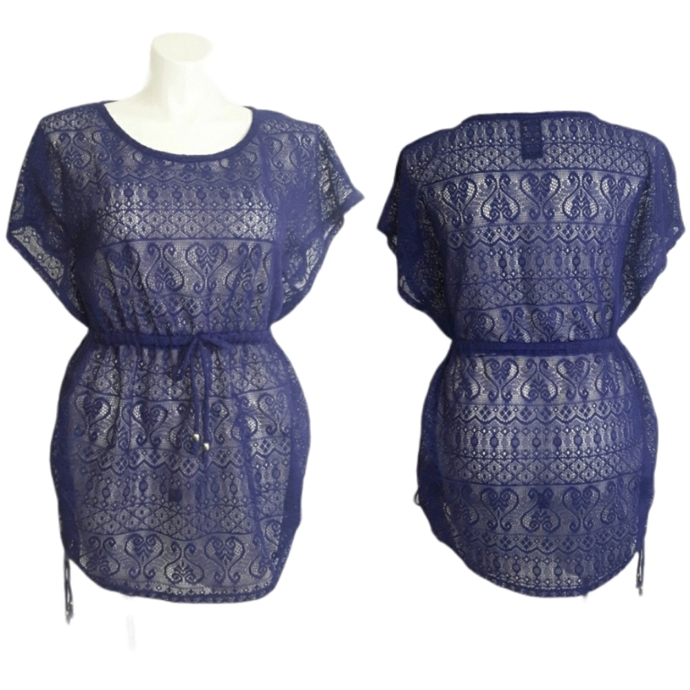 Catalina Purple Lace Heart Cover Up EUC sz L